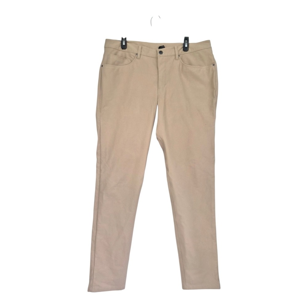 Lululemon ABC Pants Mens 36 Tan Khaki Slim Straight Stretch 5 Pocket